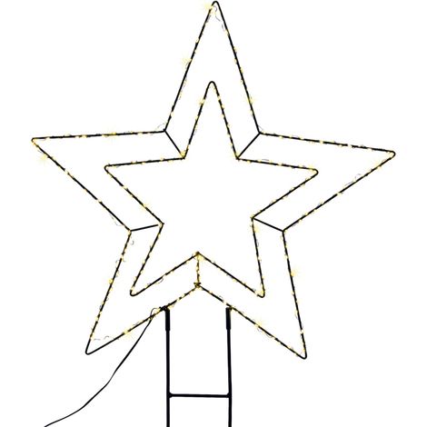 LED Gartenstecker Stern Silhouette mit Timer und Dimmer - 65 x 50 cm - Metall Schattenbild beleuchtet mit LED - Advent Weihnachts Garten Deko Aufsteller