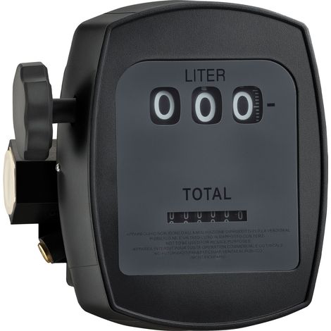 Wiltec Compteur Diesel ou fuel – 183 x 193 x 135 mm – 3 bars / 10-60 l/min – Raccords 1 / Précision 1% – avec double affichage – pour pompes fioul mazout huile"