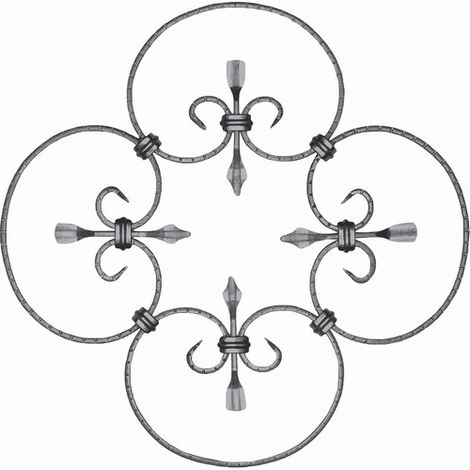 Deco Fer Forge – Volute striée en C finition coupe droite – Fer forgé strié 380mm – Section 10x5mm – À souder pour portail et clôture