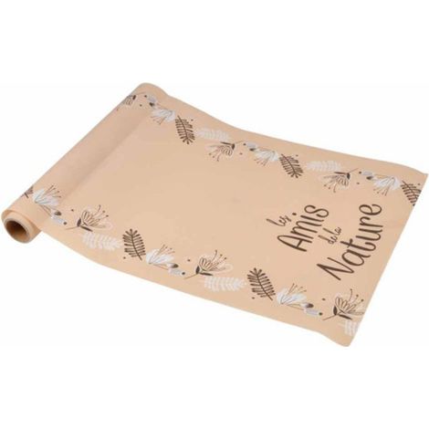Chemin de Table Déco "Amis Nature" 28cmx5m Naturel