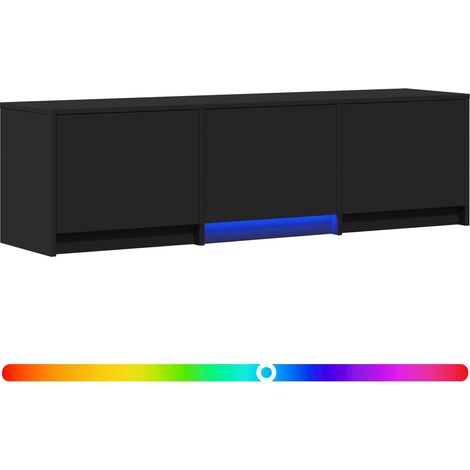 vidaXL  TV Cabinet with LED  Black 140 x 34 x 40 cm Engineered Wood (1/4)