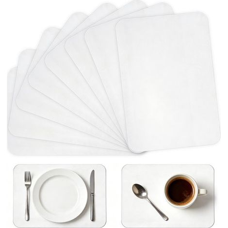 Tapete de escritura PP，Juego de 8，4328 cm，Protector de escritorio，Salvamanteles de plástico，Salvamanteles blanco transparente (1/5)