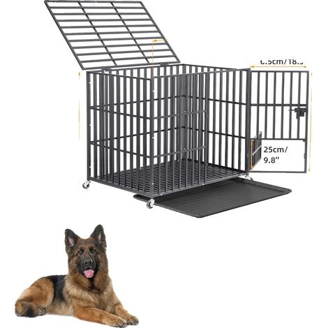 Caisse pour Chien, Matériau Résistant aux Morsures, Système de Double Verrouillage de Sécurité, XL (1/2)