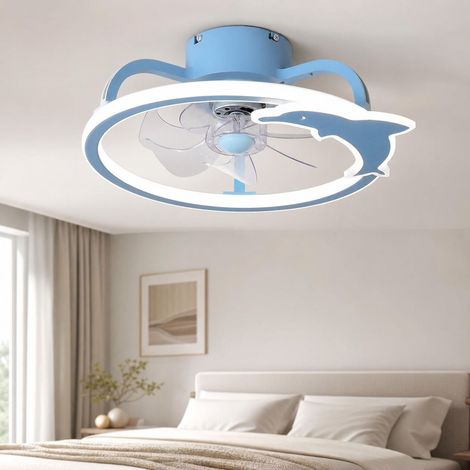 Ventilateur de plafond invisible avec lumière, moteur en cuivre silencieux, télécommande, ABS, 50cm, éclairage LED tricolore (1/4)