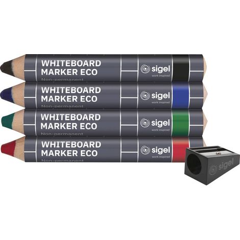 Sigel BA013 BA013 Kit marcatori per lavagne bianche a 4 colori, Nero, Blu, Verde, Rosso 1 KIT (1/5)