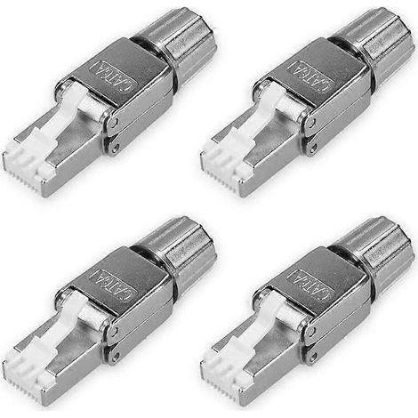 Kit de connecteurs réseau RJ45 (4 x Cat 6A) Câble Ethernet Cat 6A blindé Fiche anti-traction (1/5)