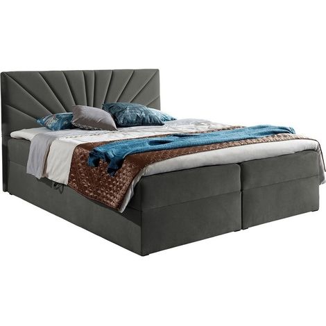 Lit boxspring Pons I, Kronos 15, Continental, Double, 160x200, Tissu, Disponible, 164x208x103cm (1/5)