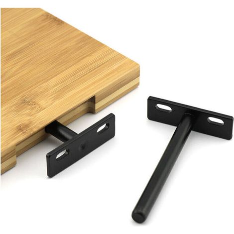 Étagère murale invisible 4 supports 80 mm – Fixation discrète pour étagères – Charge maximale élevée – Couleur noire (1/5)