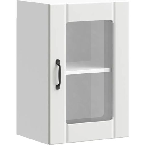 Elegante armario de cocina de diseño para colgar en la pared con espacio de almacenamiento 40 x 31 x 60 cm madera blanca 020050122 (1/5)