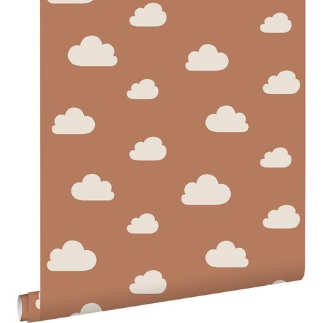papier peint petits nuages terracotta et blanc  - ESTAhome (1/5)