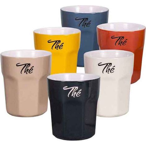 Ensemble de 6 Mugs thé en Grès Multicolores 10x8x8cm