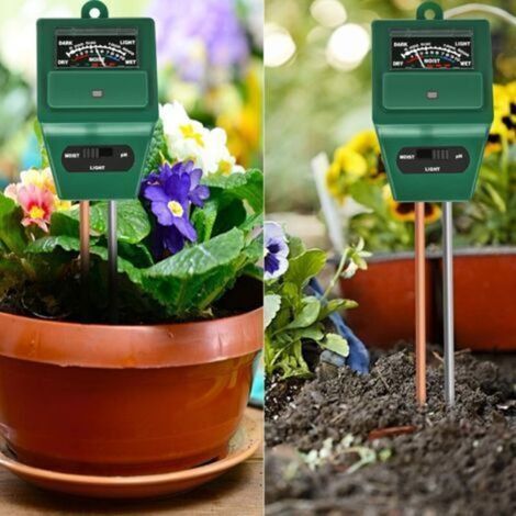 Testeur de Sol 3 en 1 PH Solide, Lumière et Testeur de pH Acidité，Soil Moisture Tester Sensor Kit，pour Fleurs/Herbe/Plante/Jardin/Ferme/pelouse (Pas Besoin de Batterie) (1/3)