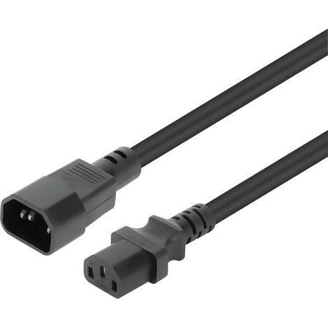 Manhattan Strom Anschlusskabel [1x Kaltgeräte-Buchse C13 - 1x Kaltgeräte-Stecker C14] 1 m Schwarz