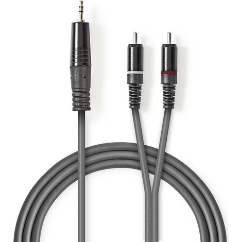 NEDIS Câble Audio Stéréo 3,5 mm Mâle - 2x RCA Mâles 3,0 m Gris (1/3)