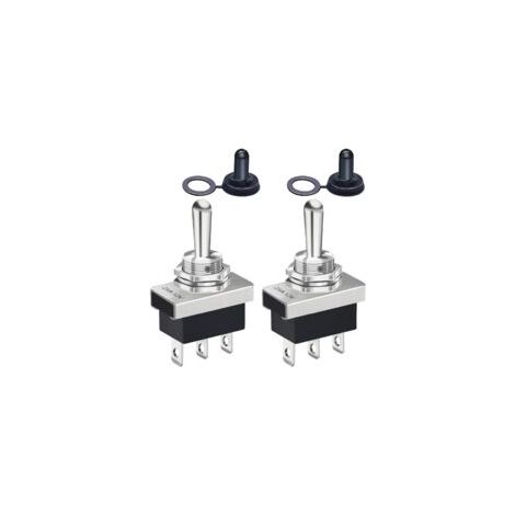 Applicable 2 pièces interrupteur à bascule 12V momentané 25A SPDT (ON) -OFF- (ON) 3Pin 3 Positions avec capuchon de protection étanche pour voiture KN3D-123 (1/4)