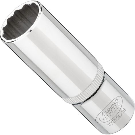 VIGOR Steckschlüsseleinsatz, lang, 1/2 (12,5 mm) Vierkant hohl, Außen Doppelsechskant Profil, SW 19 mm (1/3)