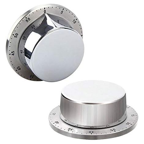 60-Minuten-Küchentimer, lautes Ticken, mit Alarm, Magnetfuß, Edelstahlgehäuse (Ausführung A) (1/4)