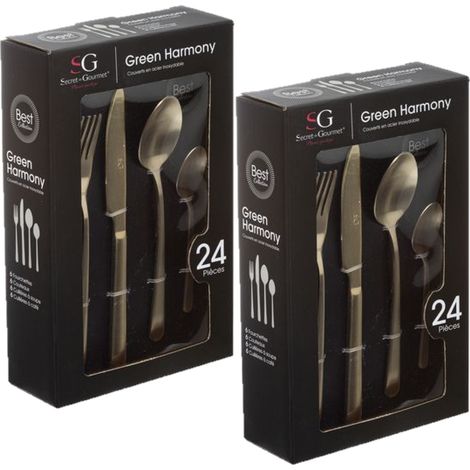 Lot de 2 Ménagères en Acier Inoxydable - 48 Couverts (1/5)