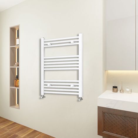 AICA 800x600mm Mordern Heated Towel Rail Radiator White Straight (1/3)