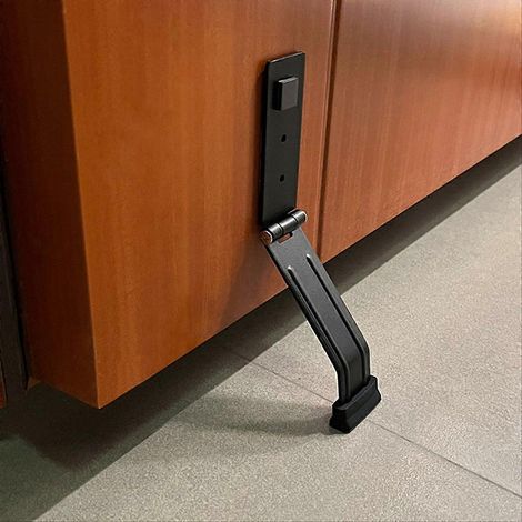 Bloque-porte robuste en acier, butée de porte réglable, dispositif anti-effraction noir, fixateur de vantail résistant pour intérieur/extérieur (1/5)