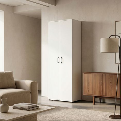 Armadio Multifunzionale Chalvefted a 2 Ante e Vano Portascope 175x60x35 cm - Bianco [en.casa] (1/5)