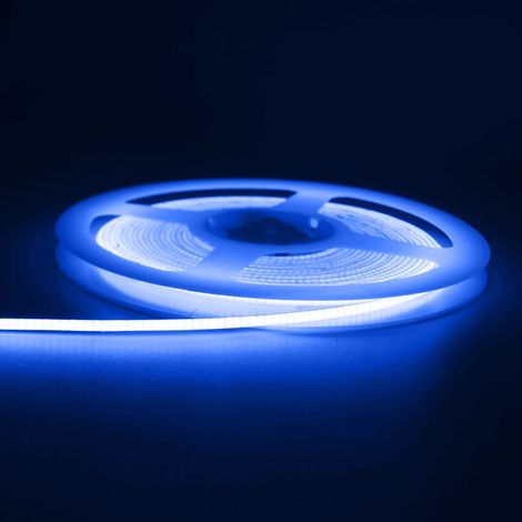 (Bleu - Fil 2 broches 12 V) Bande LED COB colorée ultra-mince de 3 mm, 12 V CC, pour la décoration intérieure et le bricolage. Ruban LED haute densité. (1/5)