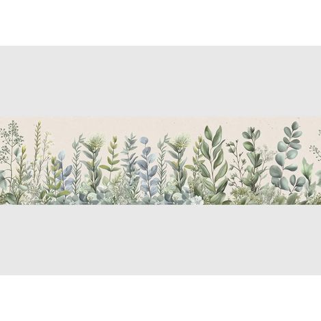 Frise auto-collante au fond beige avec des plantes de jardin (1/5)