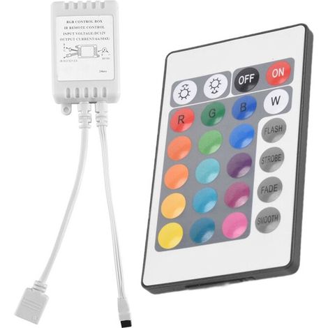 Telecomando a 24 tasti + controller LED DC12V, centralina di controllo RGB, controller per strisce LED IR per LED RGB 5050 e 2835