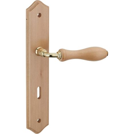 1 - Poignée De Porte - Bois Brut - Trou De Serrure - Pour Chambre À Coucher - Marron - 195x7 Cm
