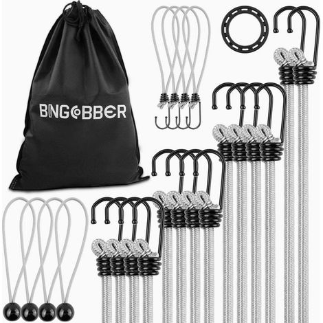 Élastiques de tension avec crochets 23 pièces Set d'extenseurs pour bagages, voiles d'ombrage et plus encore