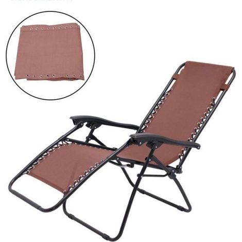 Tissu Remplacement - Chaise Longue Inclinable - Transat Jardin - Coussin Lit Surélevé - 160 x 43 cm - Marron (1/4)