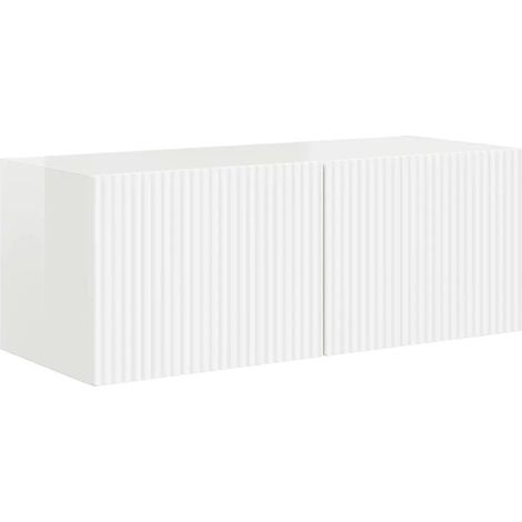 Mueble TV de pared moderno con estantes almacenamiento minimalista sala de estar 78,5 x 31 x 29,5 cm de madera contrachapada blanco brillante 020054907 (1/5)