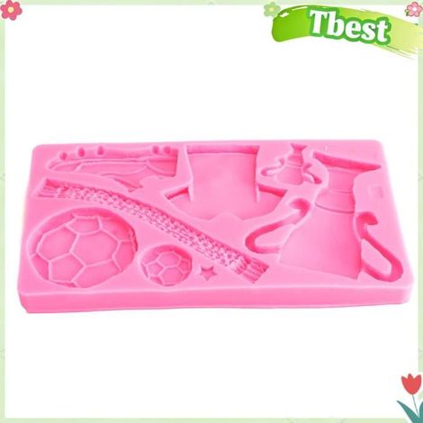 Moule à fondant en silicone - TBEST - Trophée de Football - Antiadhésif - Rose - Multi-usage (1/5)