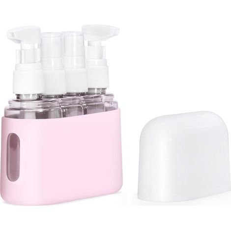 4-in-1-Reiseflaschen-Set, auslaufsicher und wiederbefüllbar, inklusive Etiketten und Box, für Kosmetik, Flüssigkeiten und Shampoo (1/5)