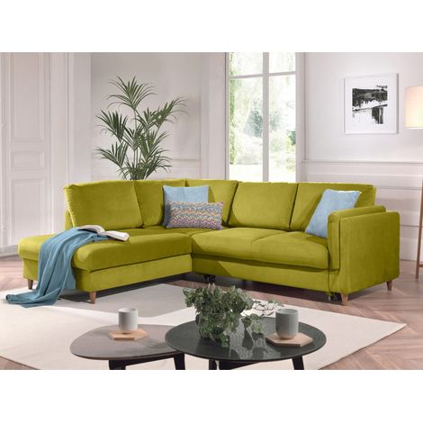 Brooke – ecksofa rechts links – mit schlaffunktion – 5-sitzer – aus samt - olivgrün