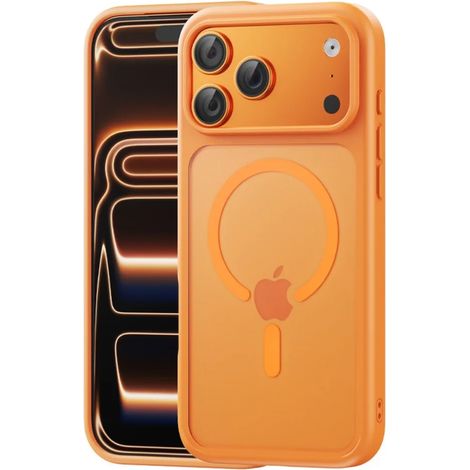 (iPhone 13 Pro, Orange) Étui magnétique MagSafe pour iPhone, compatible avec la recharge sans fil.