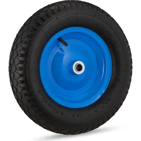 Roue de brouette 4.80 4.00-8, avec air, de Secours, Jante en Acier, pour Diable, Noir/Bleu (1/5)