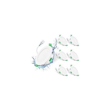 Spot LED encastrable, 230 V, 7 W, à intensité variable, 68 mm, IP44 Spots encastrés pour salle de bain, cuisine, 3000 K / 4000 K / 6500 K Spots encastrés, ronds blancs, lot de 6 (1/5)