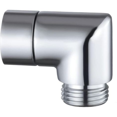 Coude de douche à 90 degrés – laiton de qualité supérieure – installation manuelle facile - Dimensions 4.59x 3.98cm – argent (1/3)