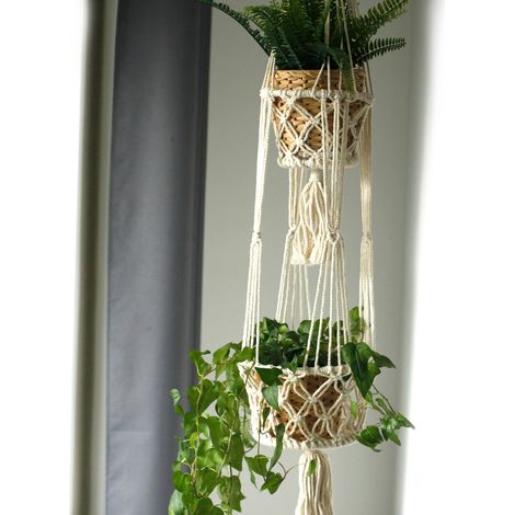 Support de pot en macramé - Double support- Vendu par 1 (1/4)