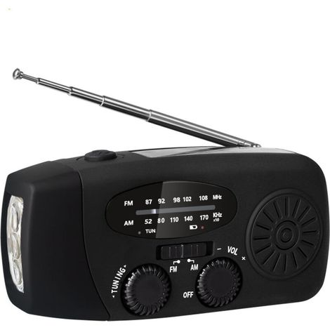 Radio de survie AM/FM/NOAA à manivelle, lampe torche, batterie 2000mAh pour urgences (tempêtes, tremblements de terre) (1/5)