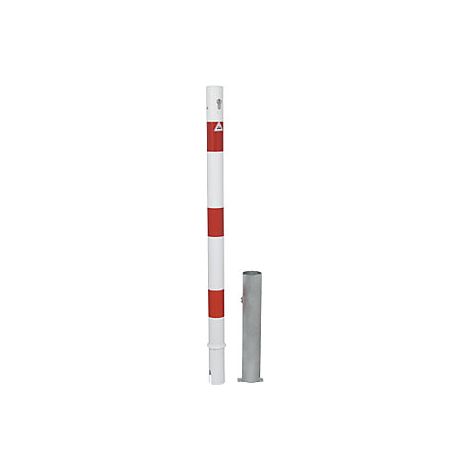 Poste barrera  Ø 60 mm  blanco y rojo  extraíble con cilindro