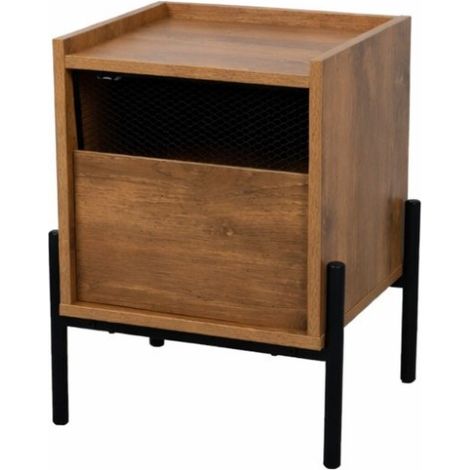 Table de chevet avec 1 tiroir et pieds en métal (1/4)