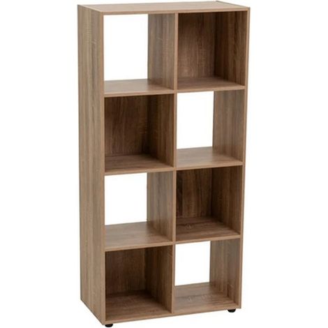 Etagère bibliothèque - JUANIO - 8 cases - Marron effet bois - 60x29x120 cm - Panneaux particules 12 mm (1/2)