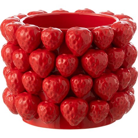Cache-Pot en Céramique "Fraise" 25cm Rouge
