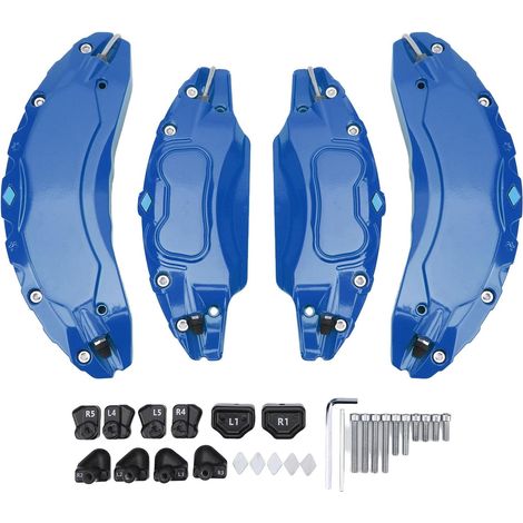 Lot de 4 Protections d'étrier de Roue de 45, 7 cm et 48, 3 cm en Alliage d'aluminium pour étriers de Frein à Disque pour Design de coloriage 2023 (Bleu) (1/5)