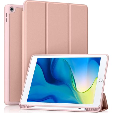 Hülle für iPad 10,2 Zoll / iPad 9/8 Generation & iPad 7 Generation mit Stifthalter, Schutzhülle mit weicher TPU-Rückseite, automatische Sleep/Wake-Abdeckung Rosa (1/5)