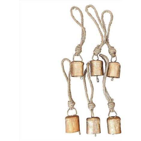 Lot de 6 cloches suspendues vintage, cloches de vache en métal faites à la main pour décoration (1/5)