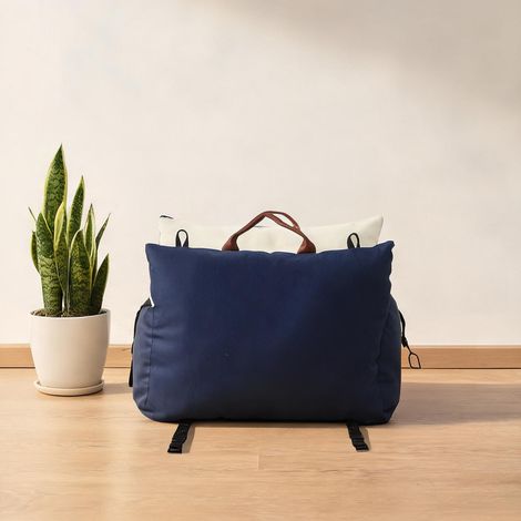 Siège auto chien XS en coton bleu avec harnais 49 x 53 x 36 cm (1/5)