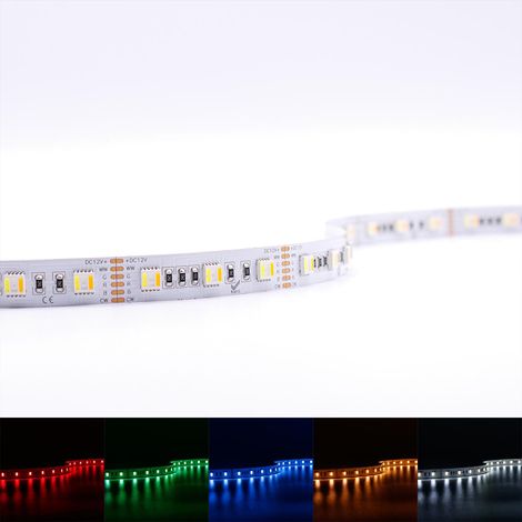 Strip 12V LED Streifen 5M 18W/m 60LED/m 12mm - Lichtfarbe: RGB+CCT Dual Weiß - Schutzart: IP20 (1/5)